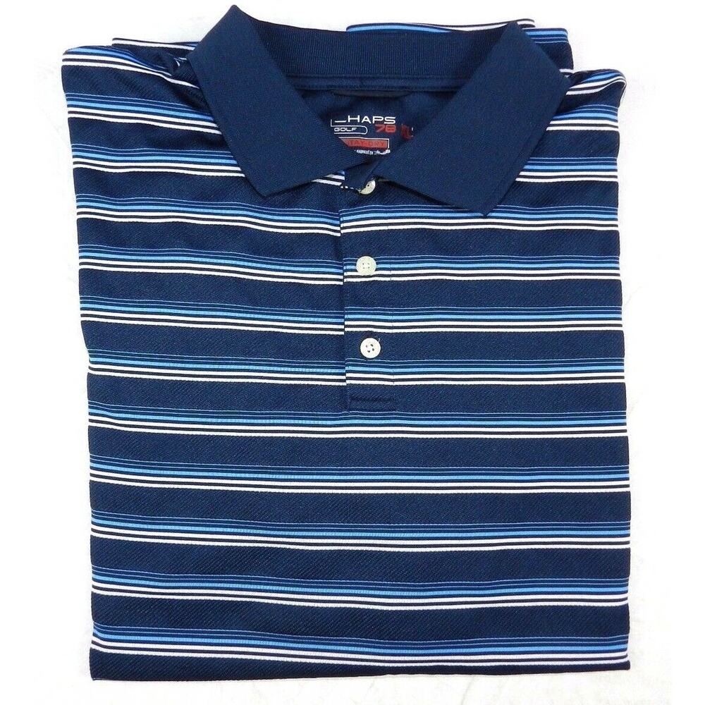 CHAPS golf Polo shirt men's size XL short sleeve blue striped (p31)